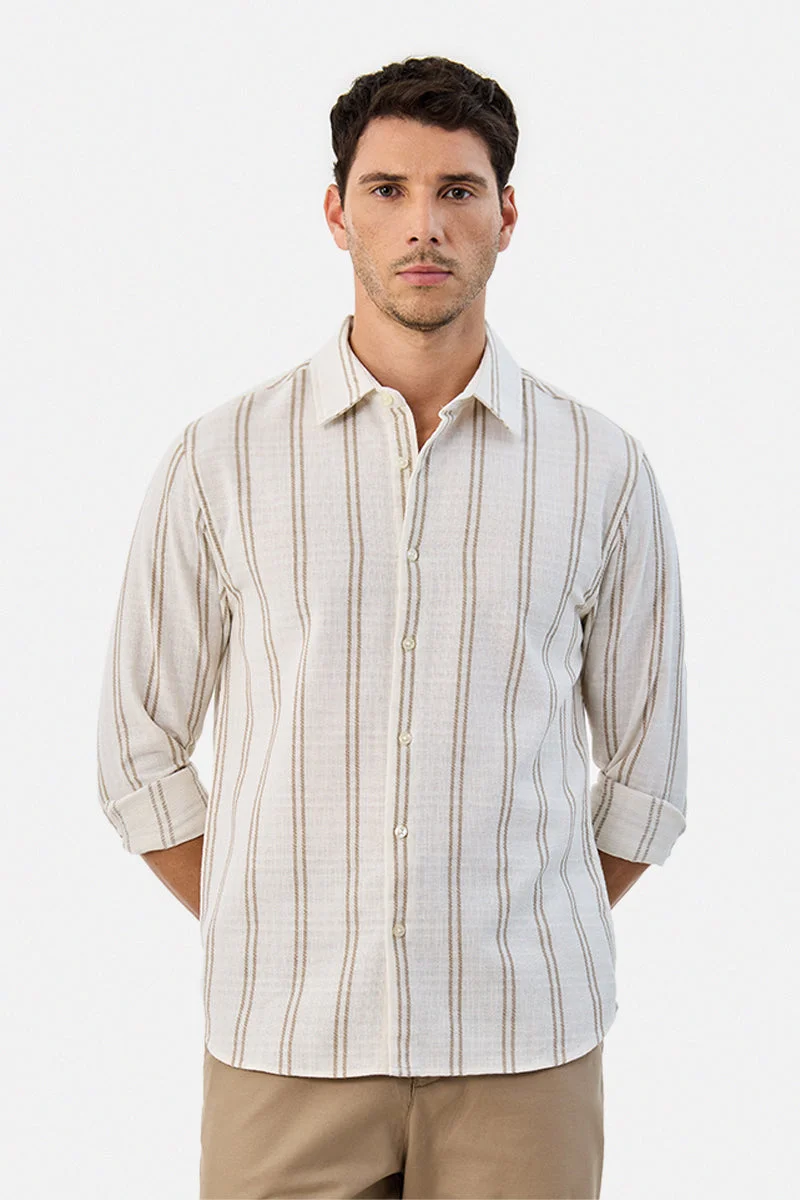سنيتش Regular Fit Textured Stripes Shirt